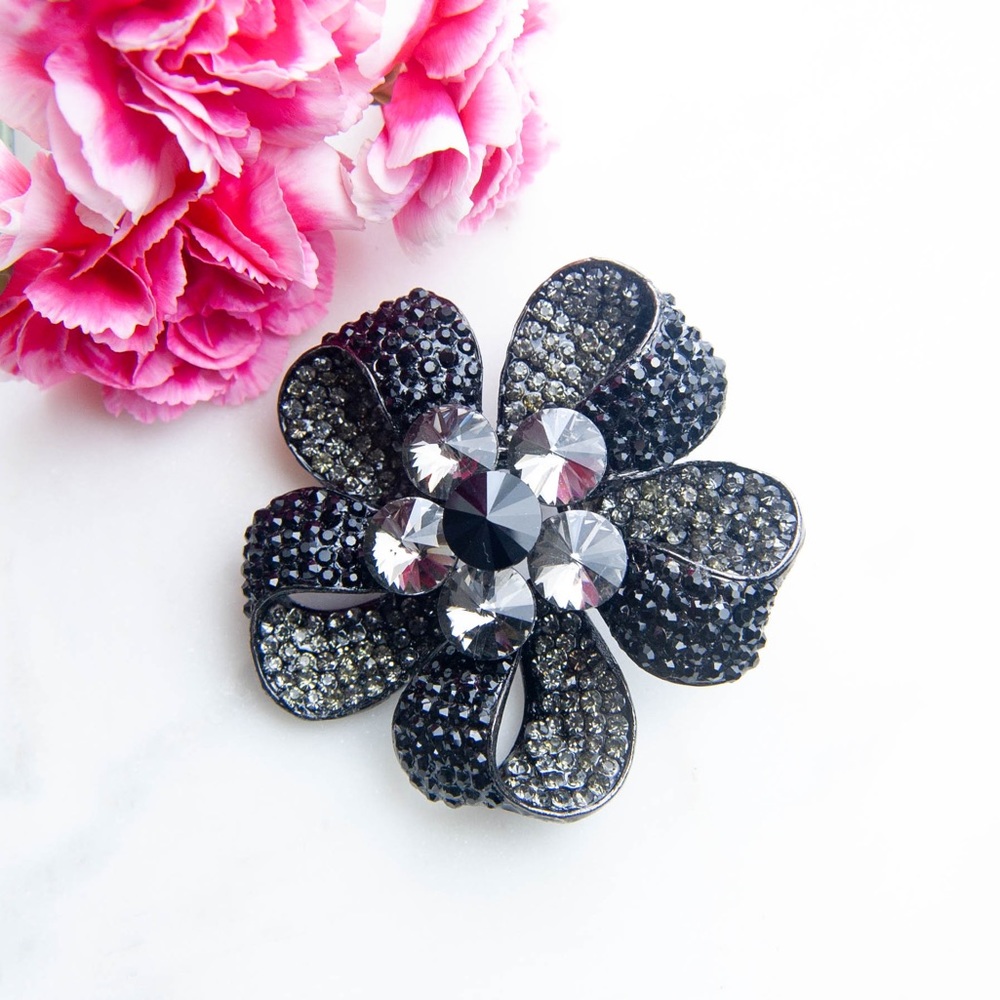 Large Crystal Flower Brooch